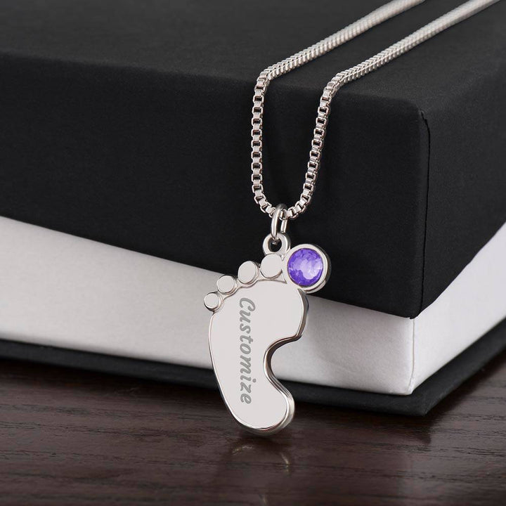 To My Mother | Thank you for always being there for me - Baby Feet Necklace with Birthstone