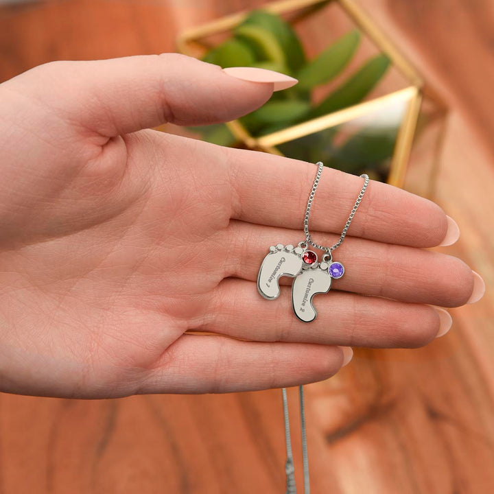 To My Mom | All the special things you do, I need to say I love you - Baby Feet Necklace with Birthstone