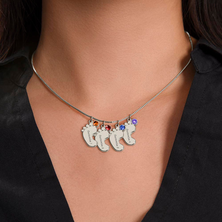 To My Amazing Mom | There are not enough words to describe how important you are in my life - Baby Feet Necklace with Birthstone