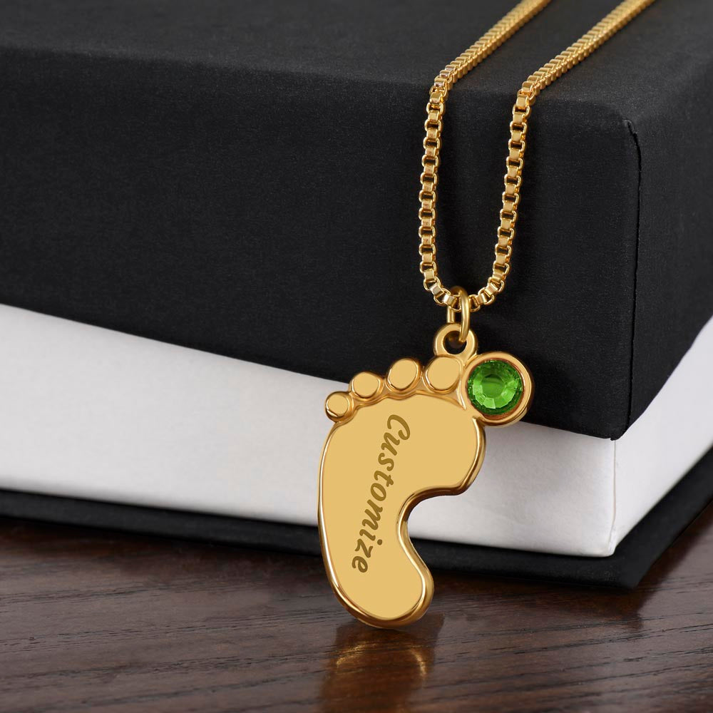 To My Amazing Mom | There are not enough words to describe how important you are in my life - Baby Feet Necklace with Birthstone