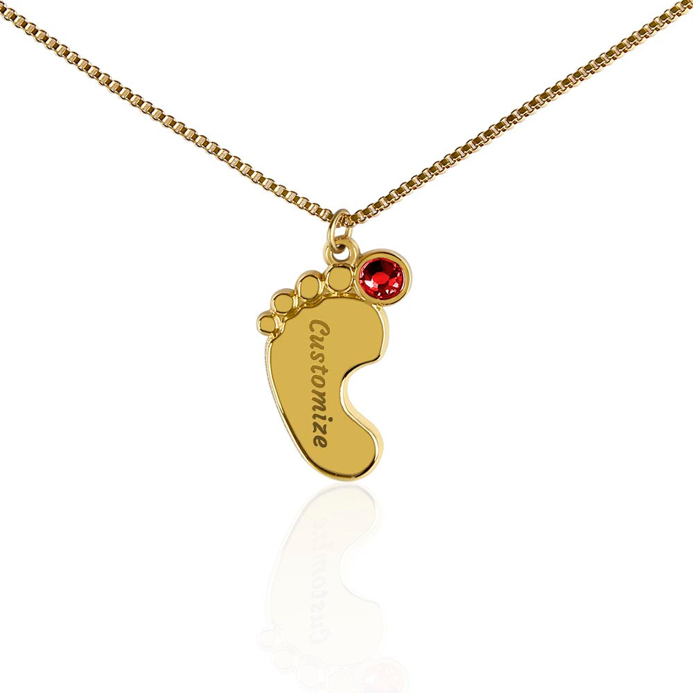 Mom | I see reflection of boundless love and unwavering faith - Baby Feet Necklace with Birthstone