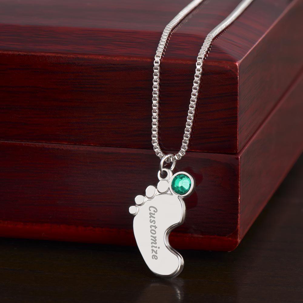 To My Mom | All the special things you do, I need to say I love you - Baby Feet Necklace with Birthstone