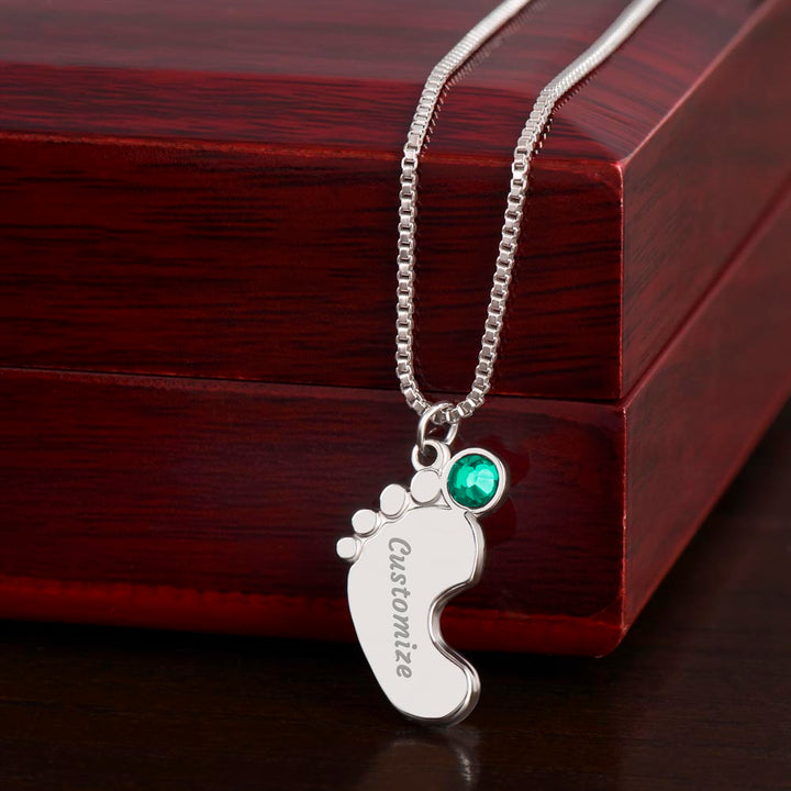 To My Mom | All the special things you do, I need to say I love you - Baby Feet Necklace with Birthstone