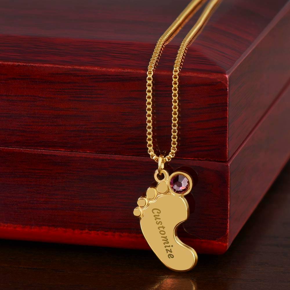 Thank You, My Loving Mom | Your Love, Care and compassion have helped me blossom - Baby Feet Necklace with Birthstone