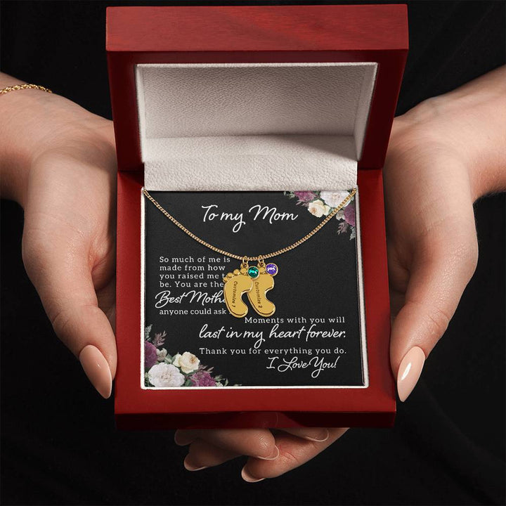 To My Mom | Best Mother anyone could ask for - Baby Feet Necklace with Birthstone