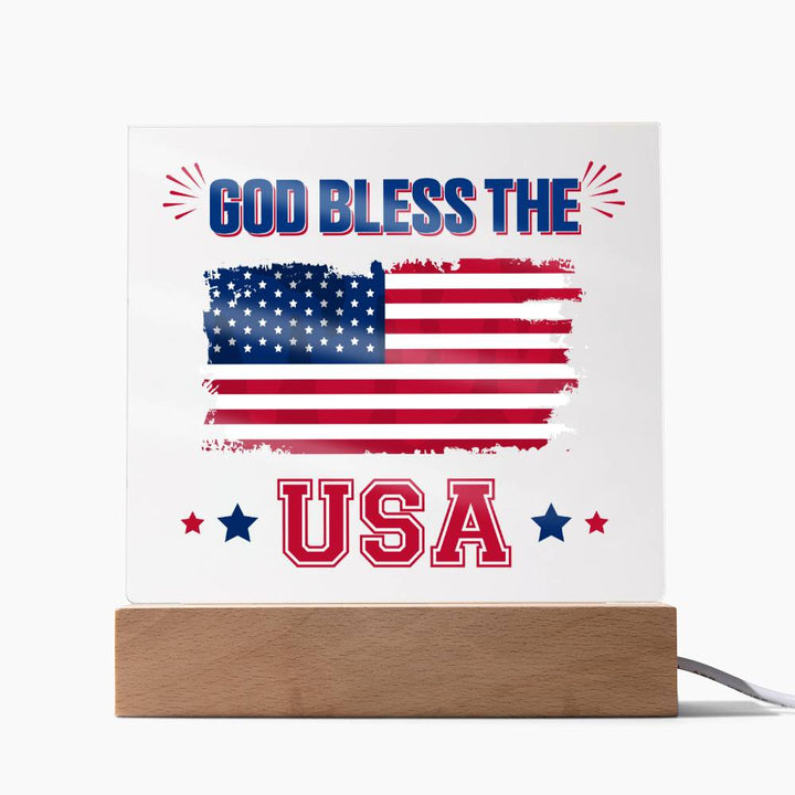 July 4th | God Bless The USA - Square Acrylic Plaque