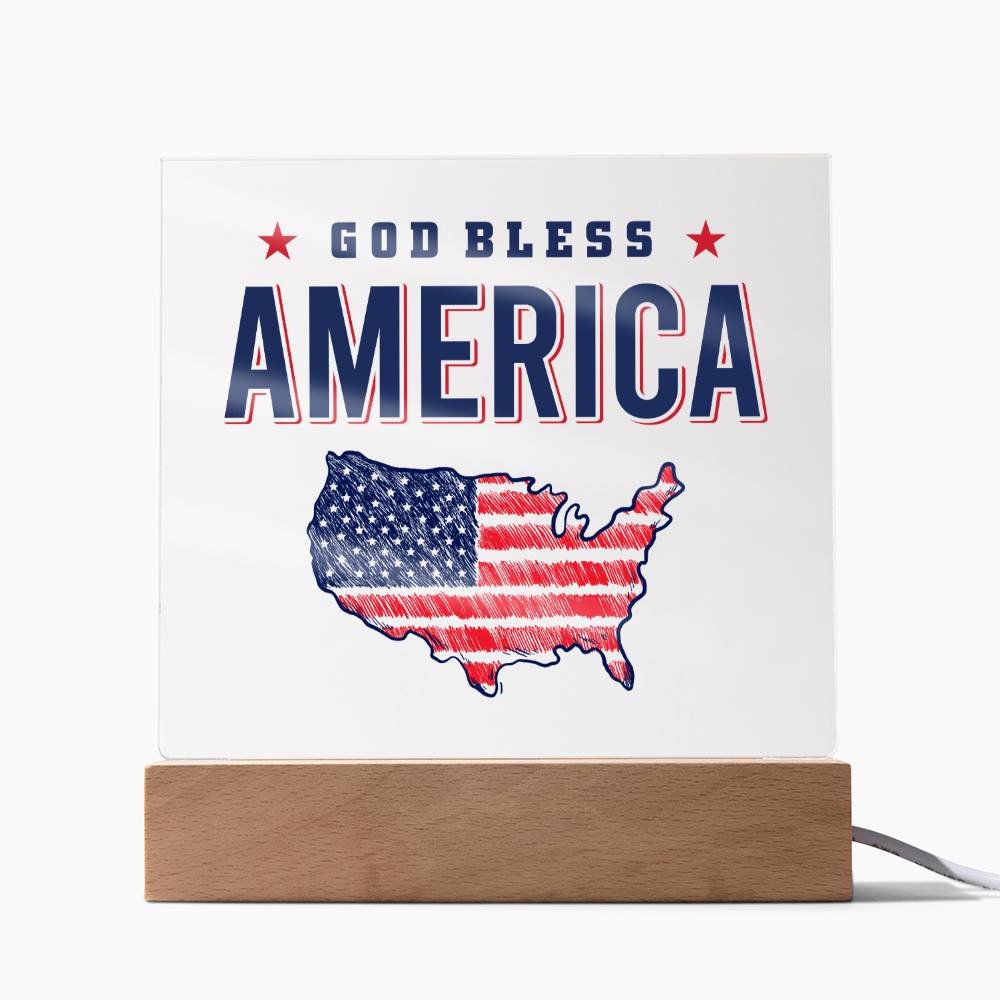 July 4th | God Bless America - Square Acrylic Plaque