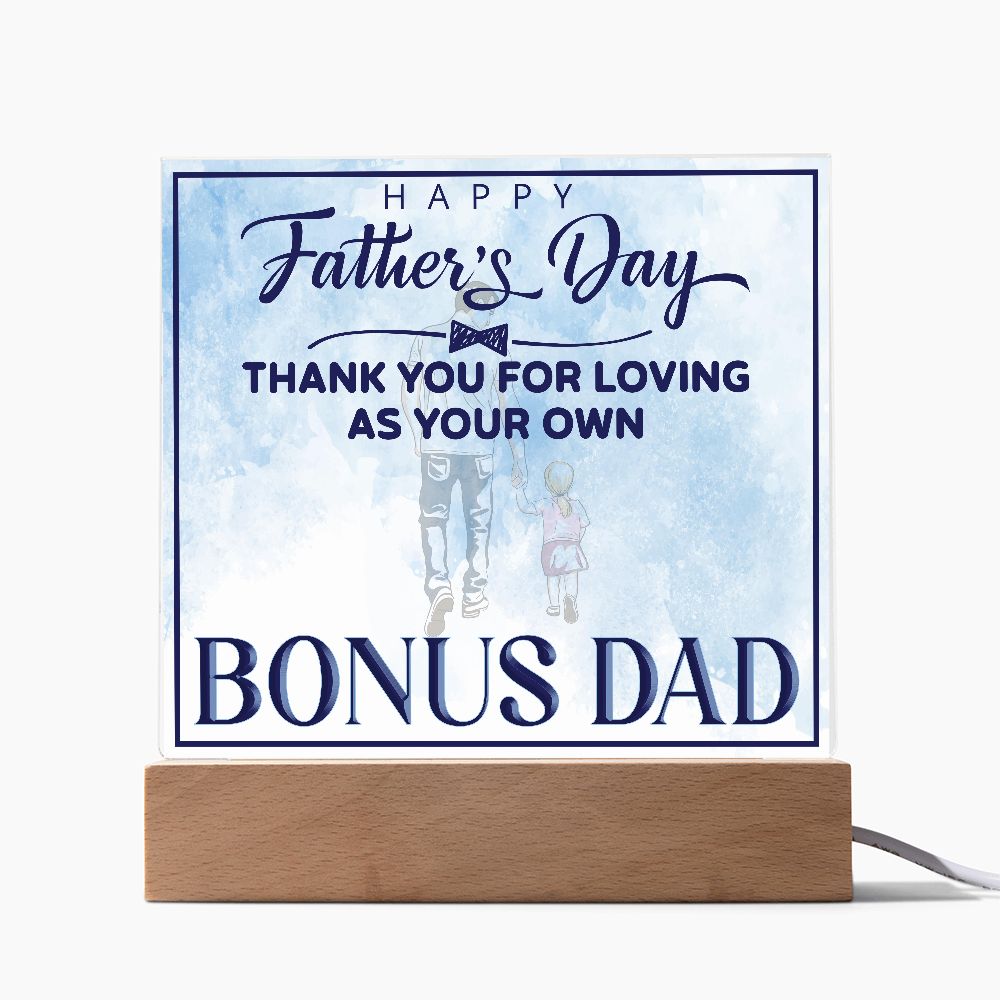 Happy Father's Day | Thank you for Loving as your own - Square Acrylic Plaque