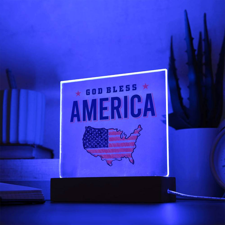 July 4th | God Bless America - Square Acrylic Plaque