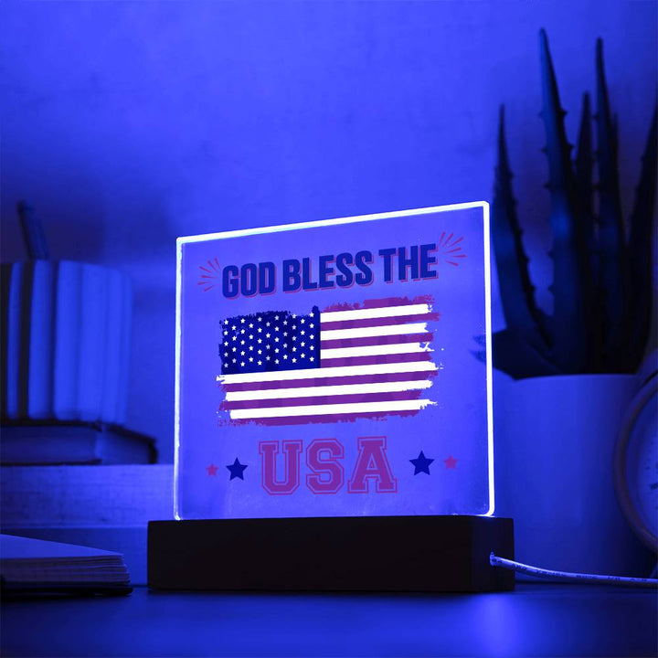 July 4th | God Bless The USA - Square Acrylic Plaque