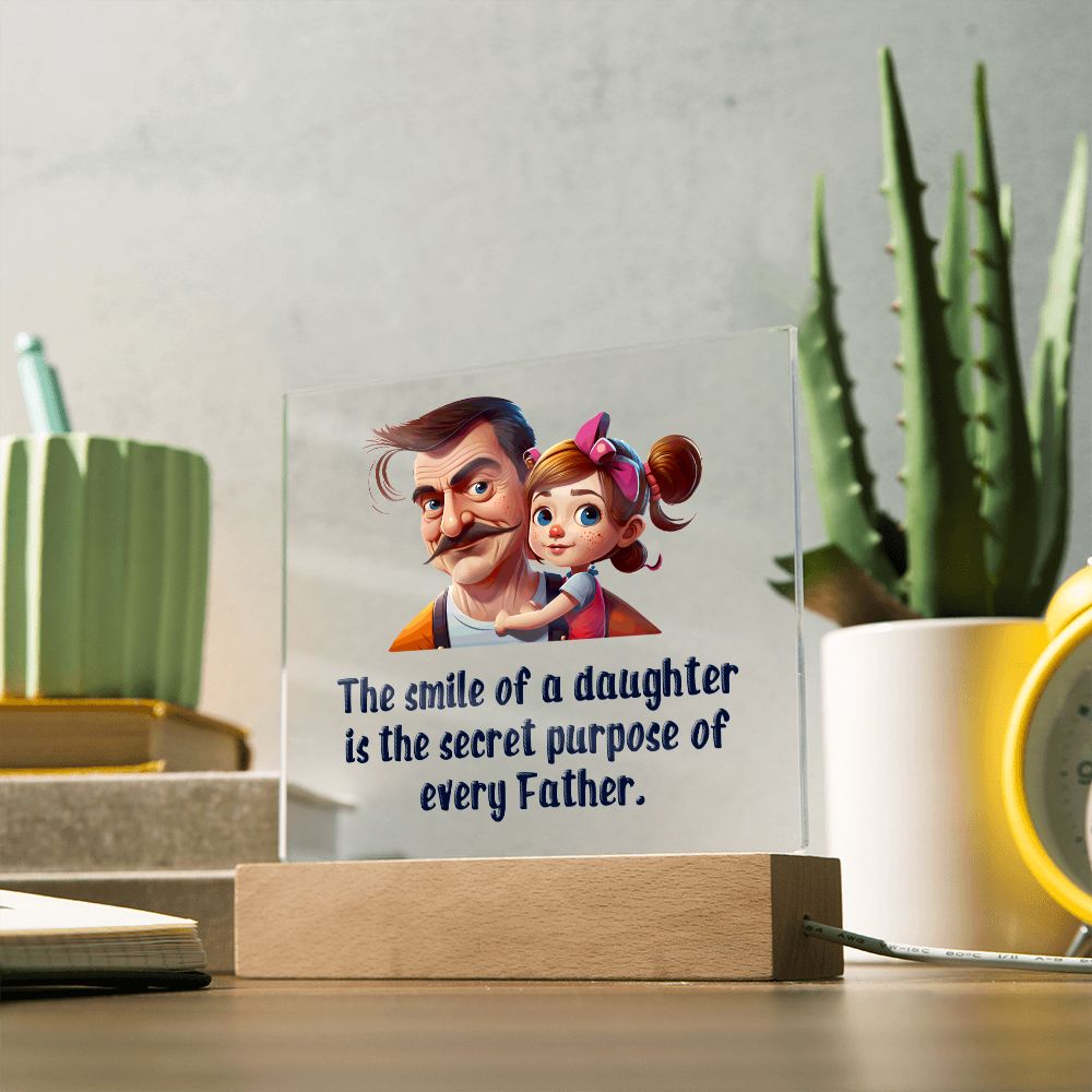 The smile of a Daughter is the secret purpose of every Father - Square Acrylic Plaque