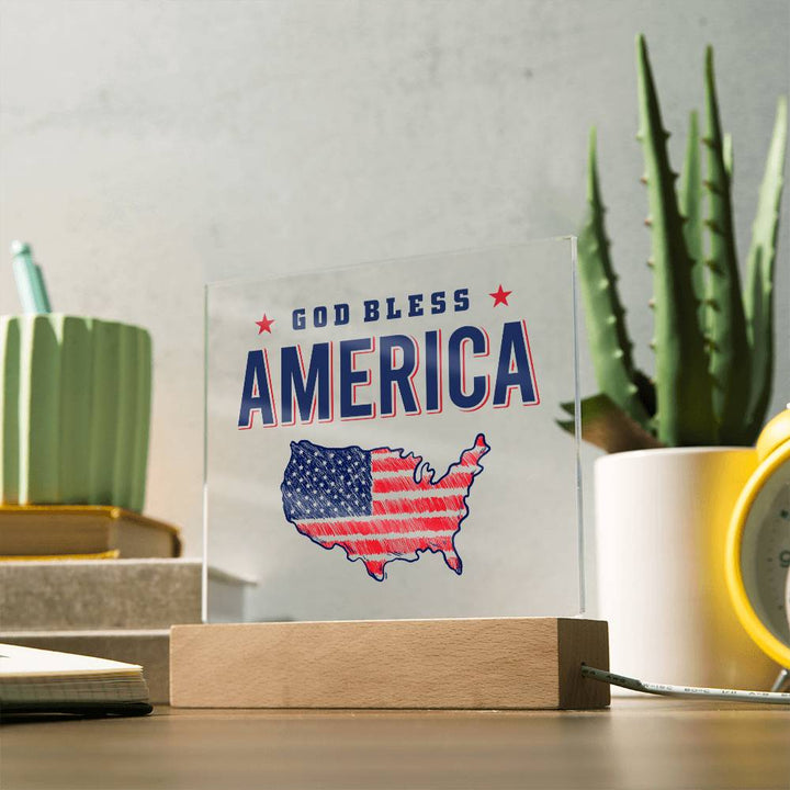 July 4th | God Bless America - Square Acrylic Plaque