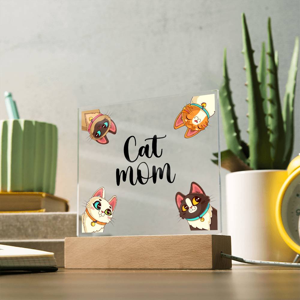 Cat Mom - Square Acrylic Plaque