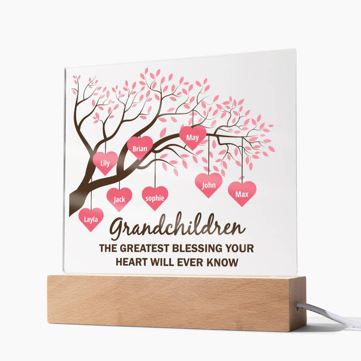 Grandchildren | The Greatest blessing your Heart will ever know - Square Acrylic Plaque