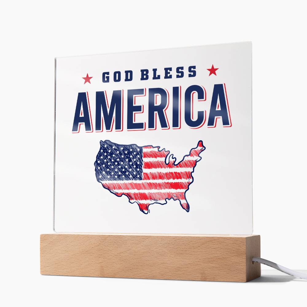 July 4th | God Bless America - Square Acrylic Plaque