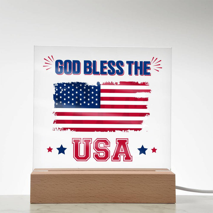 July 4th | God Bless The USA - Square Acrylic Plaque