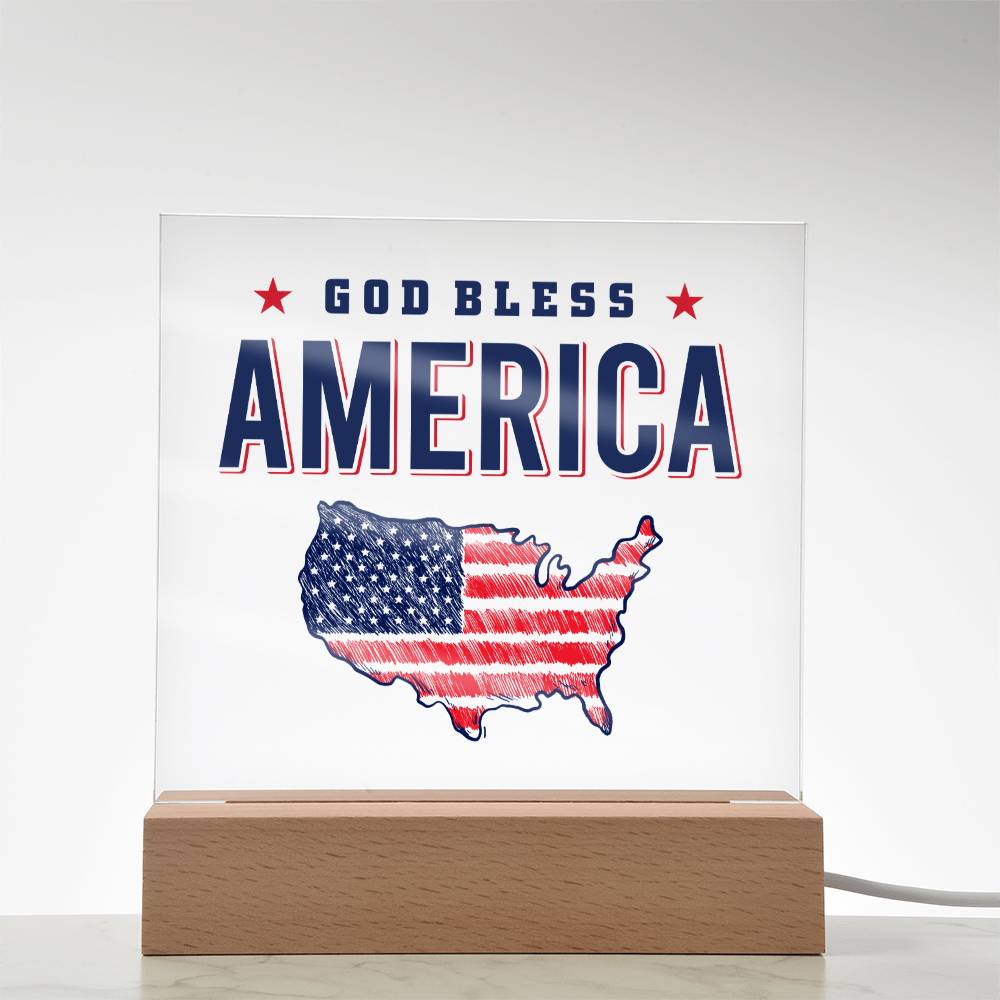 July 4th | God Bless America - Square Acrylic Plaque