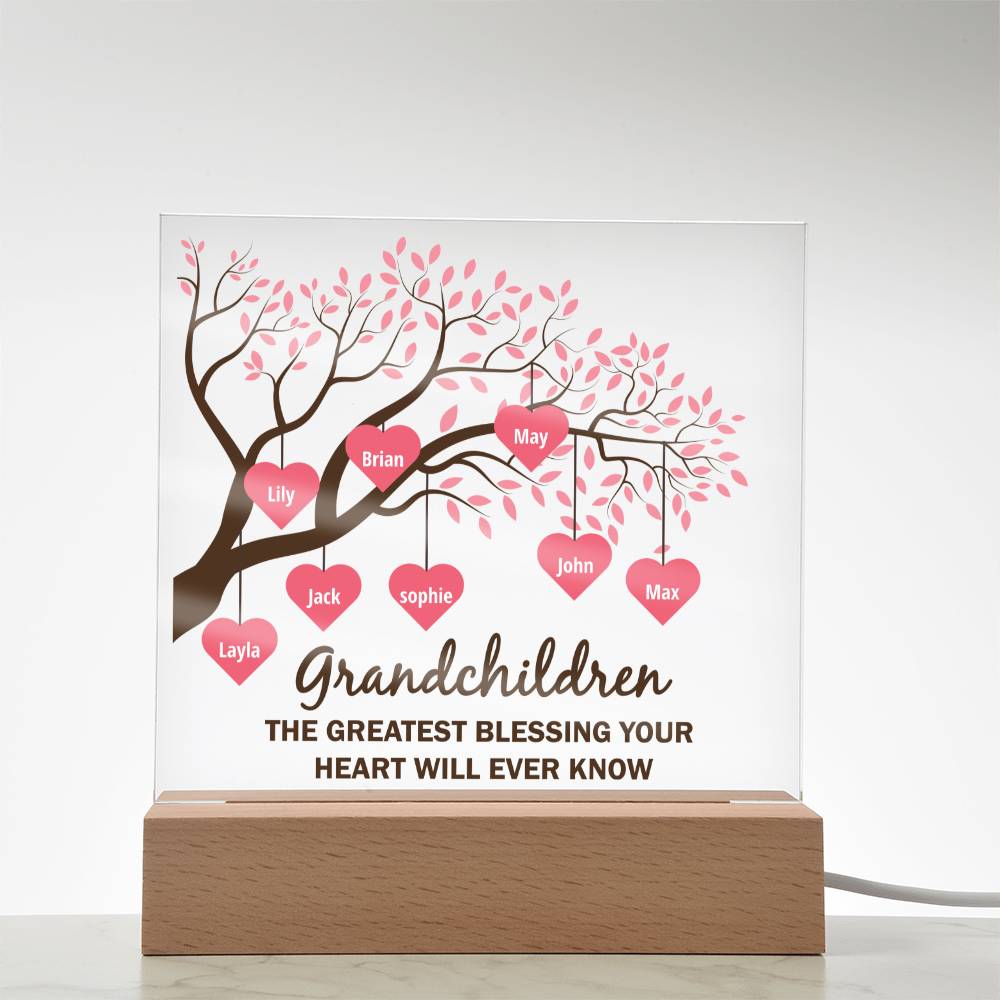 Grandchildren | The Greatest blessing your Heart will ever know - Square Acrylic Plaque