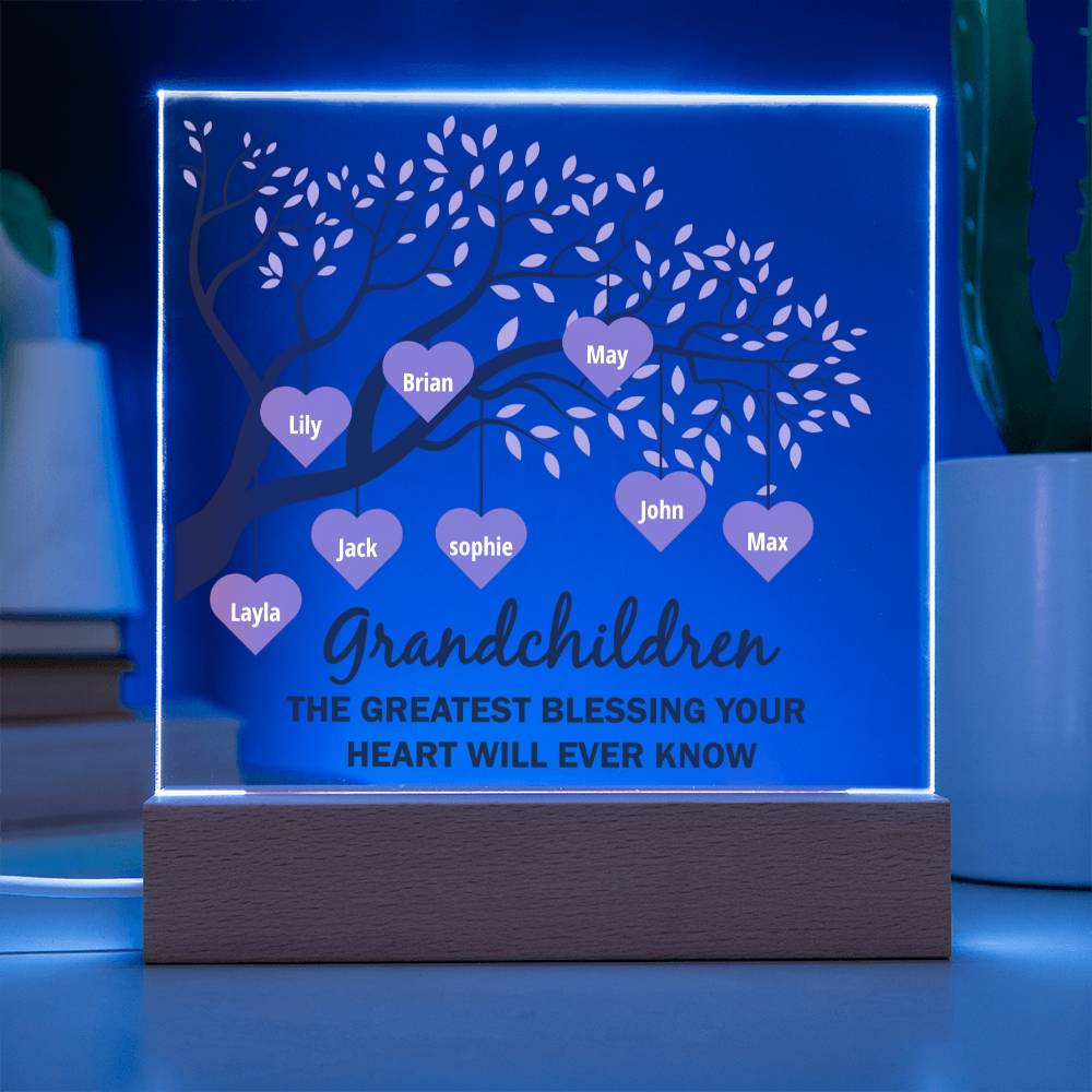 Grandchildren | The Greatest blessing your Heart will ever know - Square Acrylic Plaque