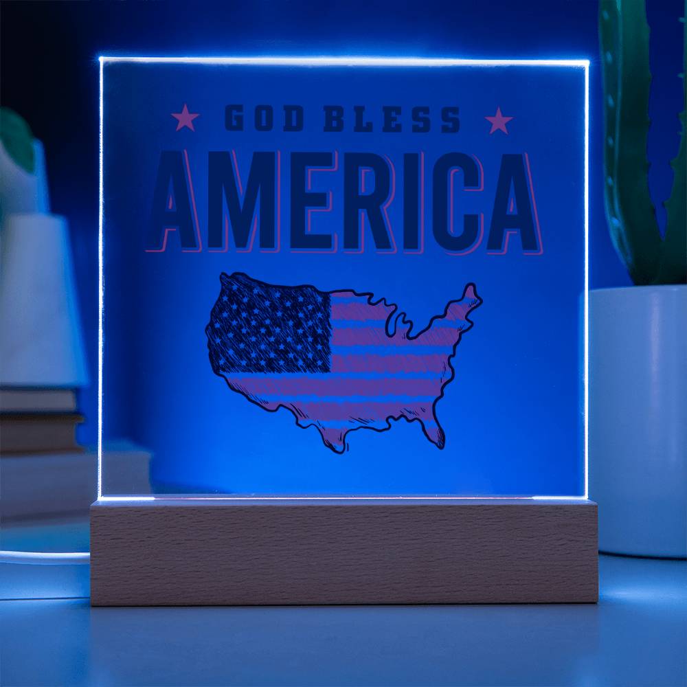 July 4th | God Bless America - Square Acrylic Plaque