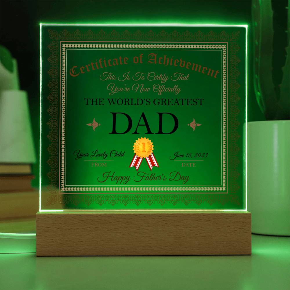 Happy Father's Day | The World's Greatest Dad - Square Acrylic Plaque