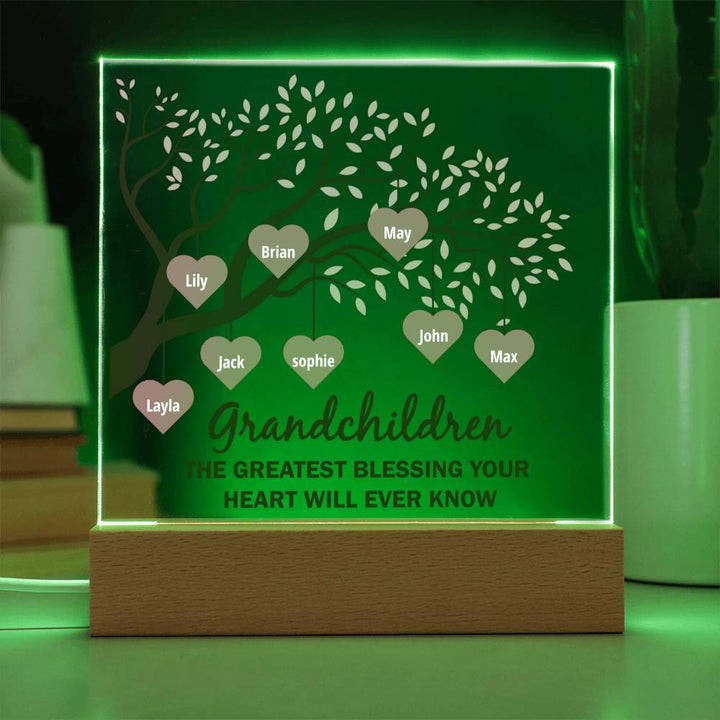 Grandchildren | The Greatest blessing your Heart will ever know - Square Acrylic Plaque