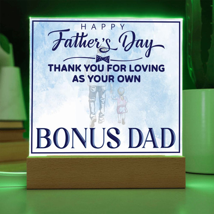 Happy Father's Day | Thank you for Loving as your own - Square Acrylic Plaque