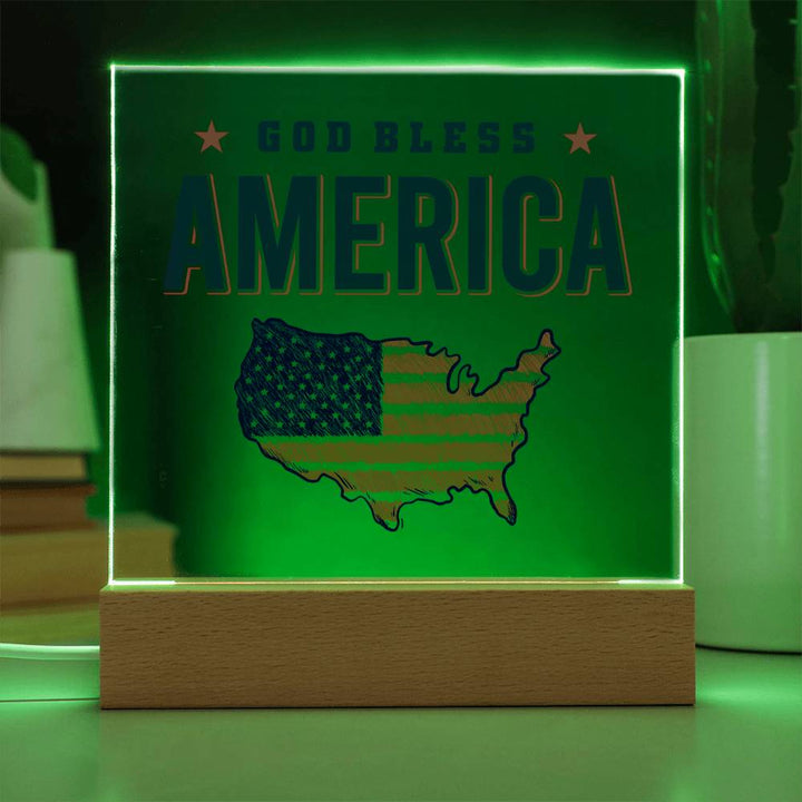 July 4th | God Bless America - Square Acrylic Plaque