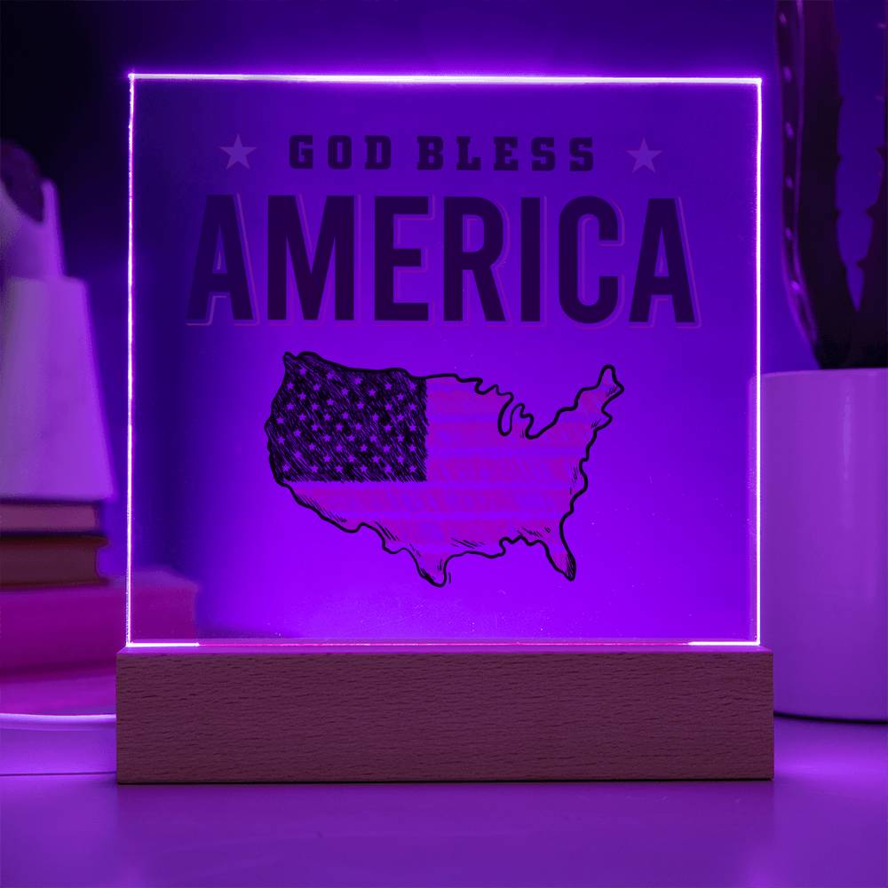 July 4th | God Bless America - Square Acrylic Plaque