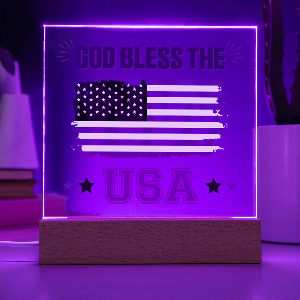 July 4th | God Bless The USA - Square Acrylic Plaque