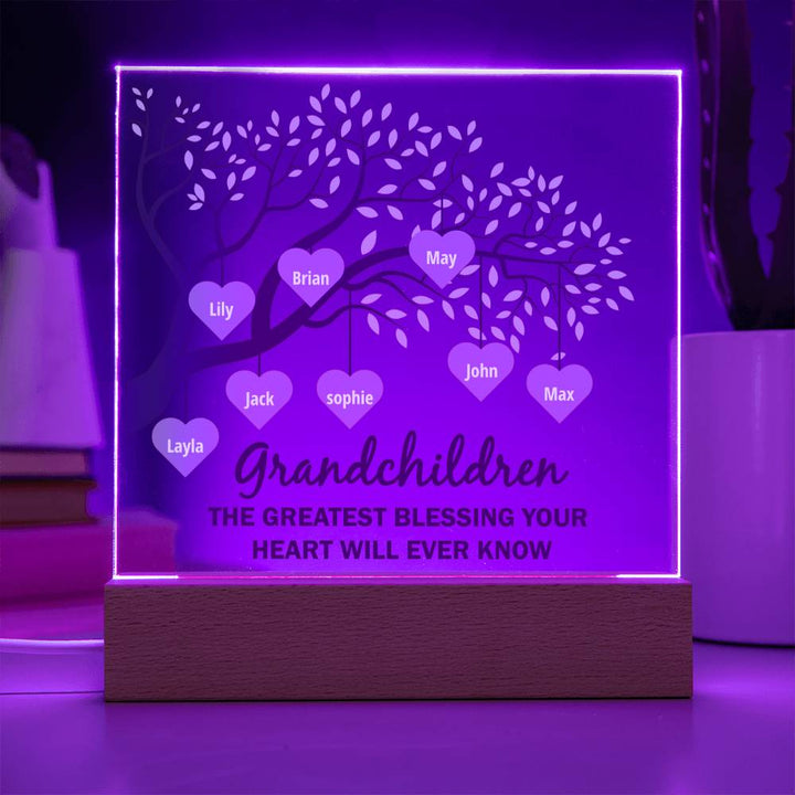 Grandchildren | The Greatest blessing your Heart will ever know - Square Acrylic Plaque