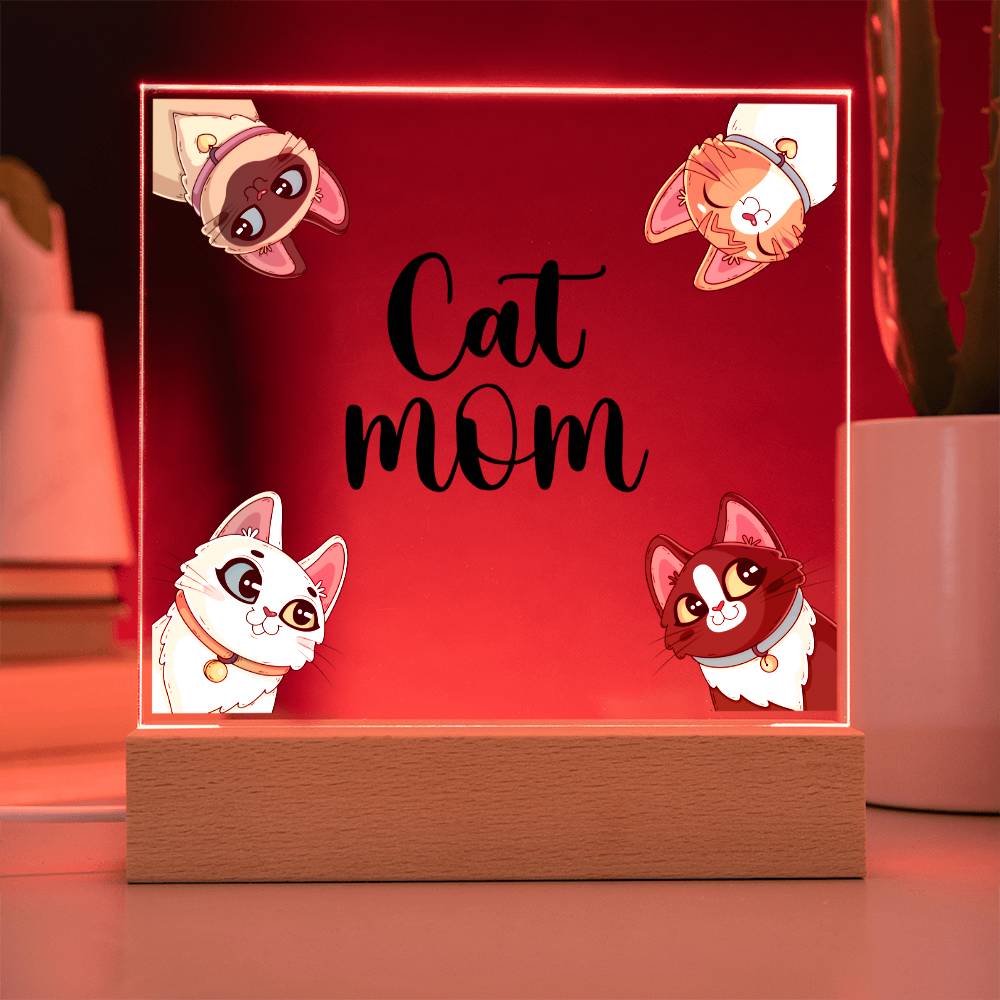 Cat Mom - Square Acrylic Plaque