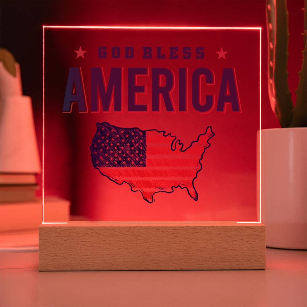 July 4th | God Bless America - Square Acrylic Plaque