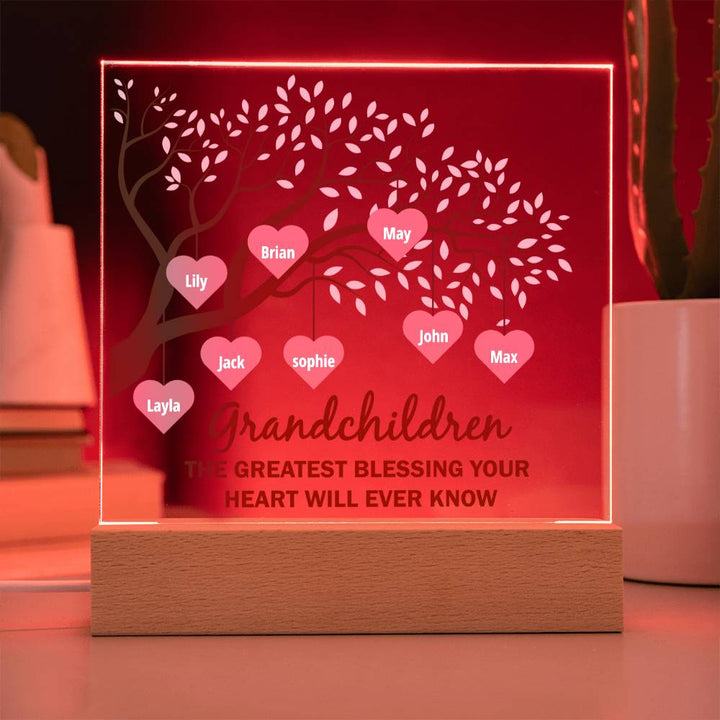 Grandchildren | The Greatest blessing your Heart will ever know - Square Acrylic Plaque