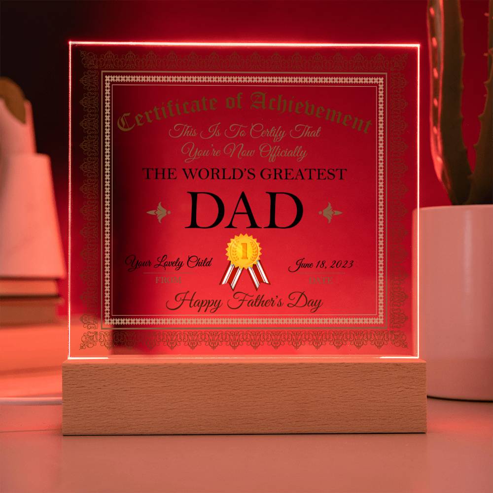 Happy Father's Day | The World's Greatest Dad - Square Acrylic Plaque