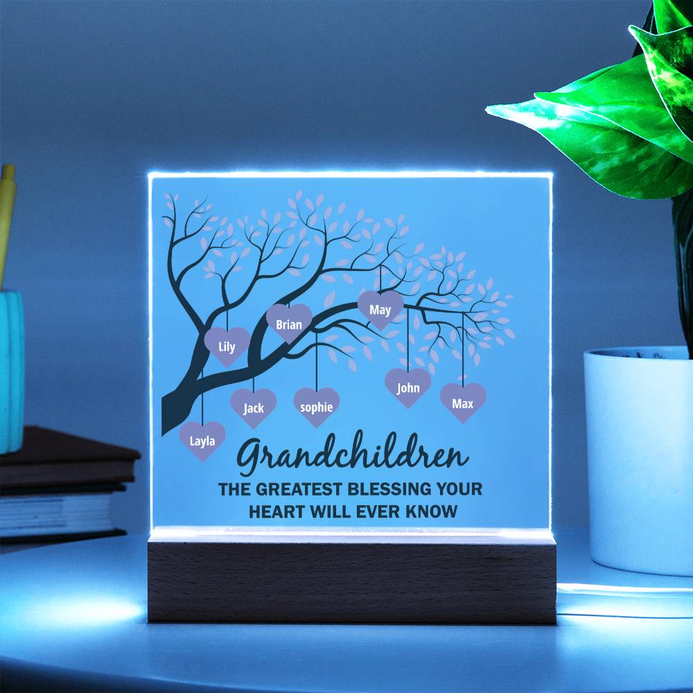 Grandchildren | The Greatest blessing your Heart will ever know - Square Acrylic Plaque