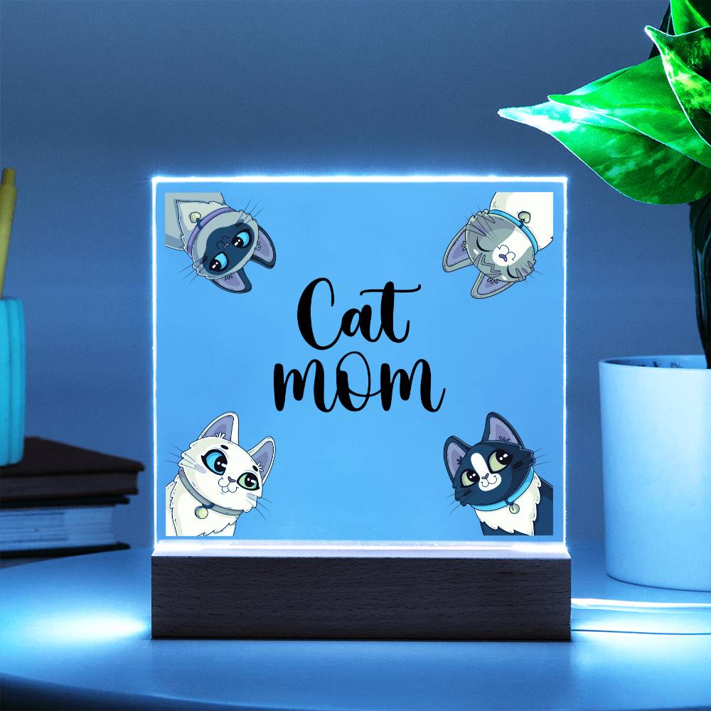 Cat Mom - Square Acrylic Plaque