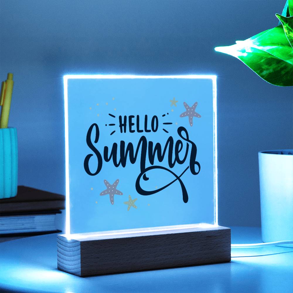 Hello Summer! - Square Acrylic Plaque