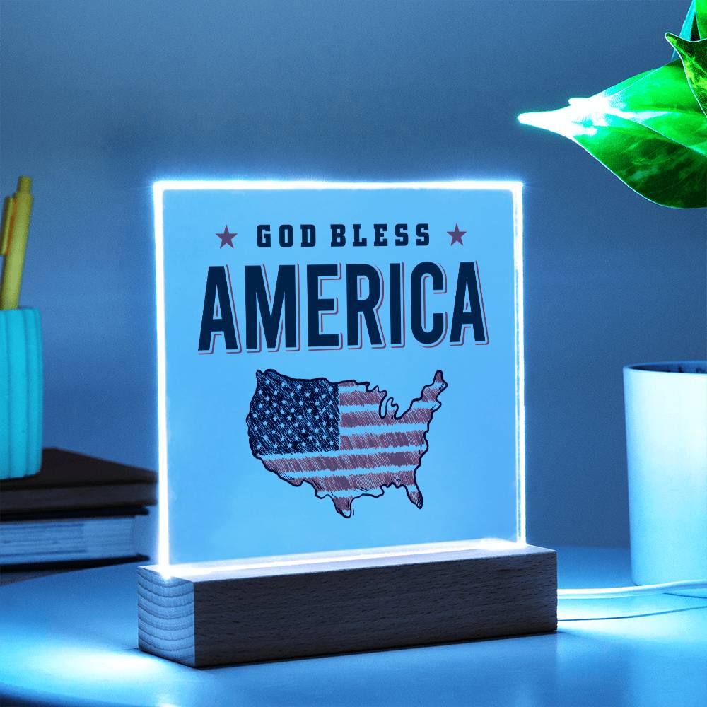 July 4th | God Bless America - Square Acrylic Plaque