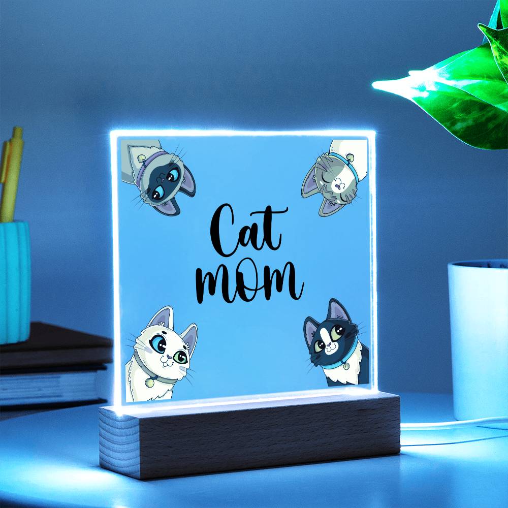 Cat Mom - Square Acrylic Plaque