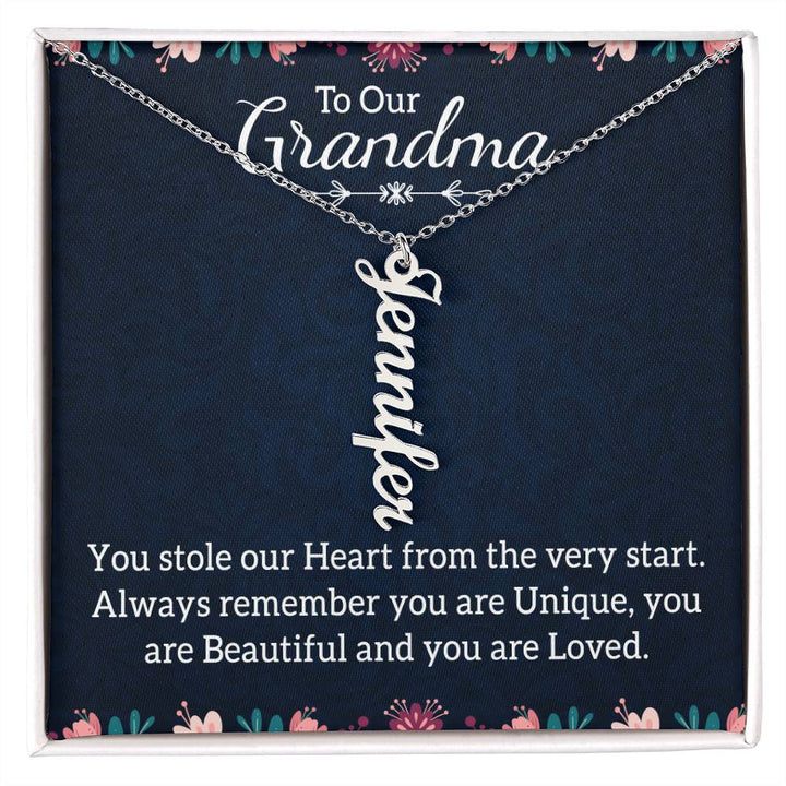 To Our Grandma | You stole our Heart from the very start - Multi Vertical Name Necklace