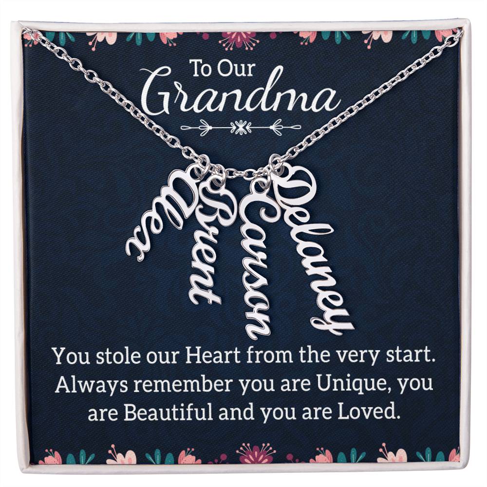 To Our Grandma | You stole our Heart from the very start - Multi Vertical Name Necklace