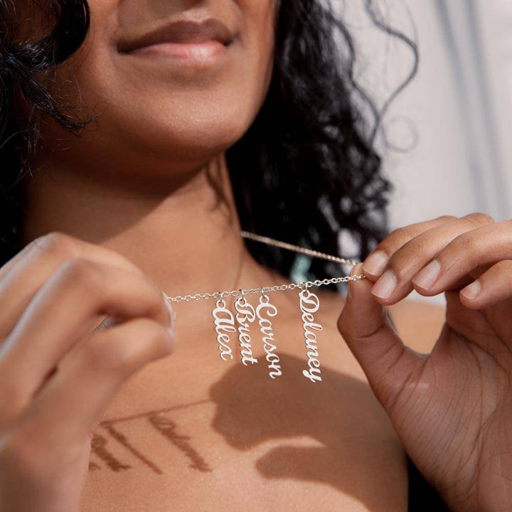 Grandma | Your Love is the stitching that weaves our Family Together - Multi Vertical Name Necklace