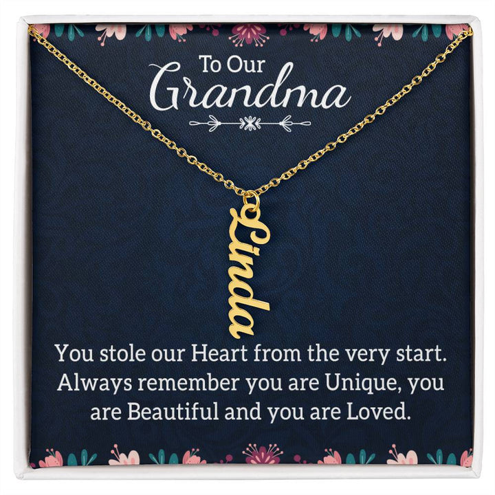 To Our Grandma | You stole our Heart from the very start - Multi Vertical Name Necklace