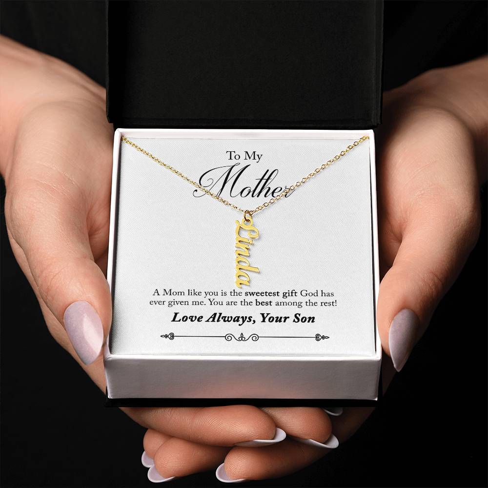 To My Mother |  A Mom like you is the sweetest gift God has ever given me - Multi Vertical Name Necklace