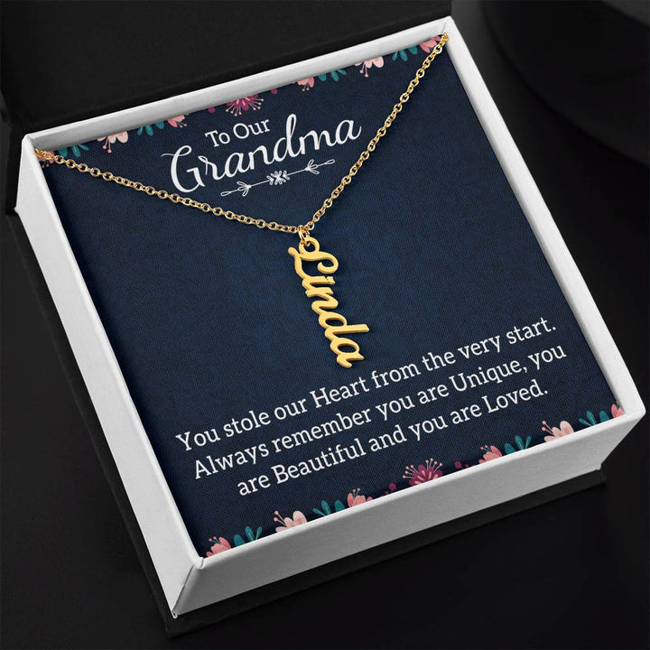 To Our Grandma | You stole our Heart from the very start - Multi Vertical Name Necklace