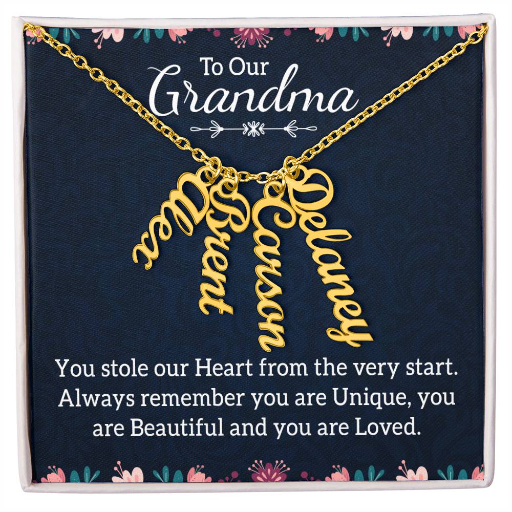 To Our Grandma | You stole our Heart from the very start - Multi Vertical Name Necklace