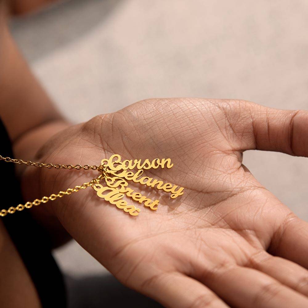 Mom | We Love you more than words can express - Multi Vertical Name Necklace