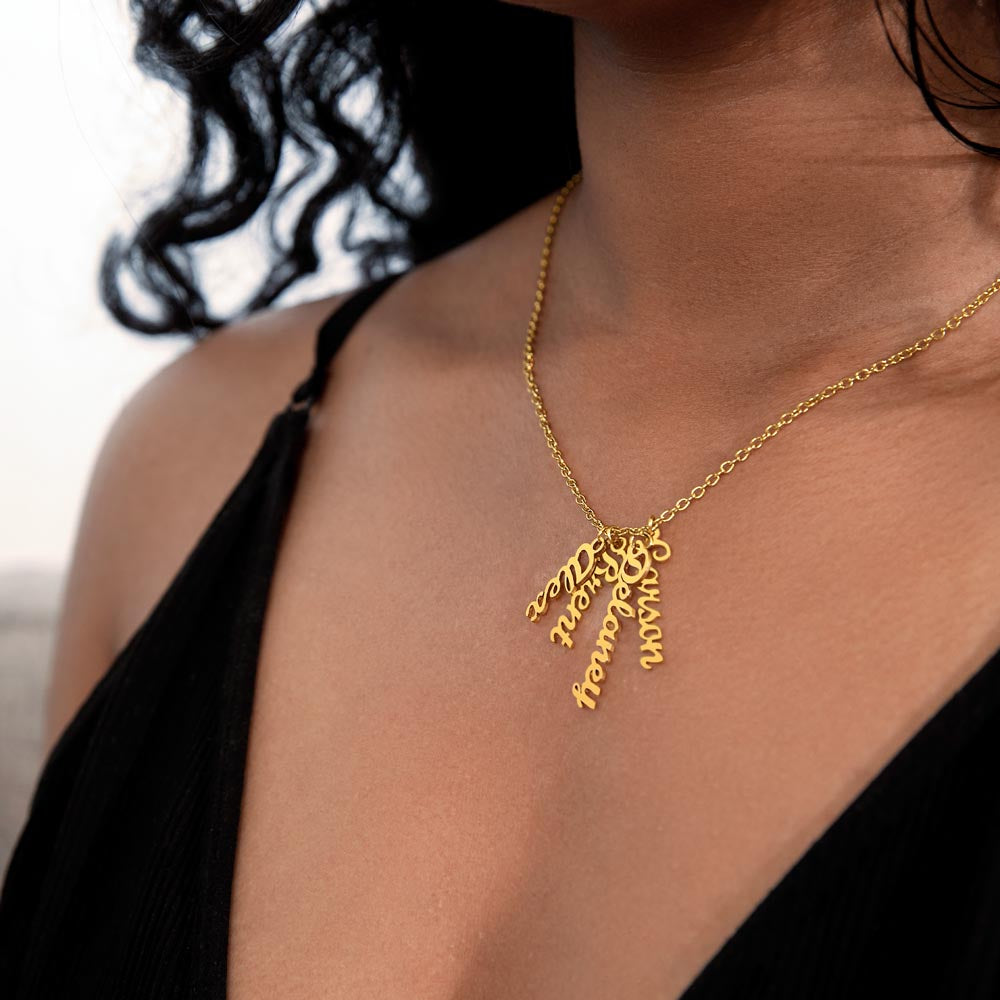 Grandma | No matter how grown, no matter how far. You'll always be close to our heart - Multi Vertical Name Necklace