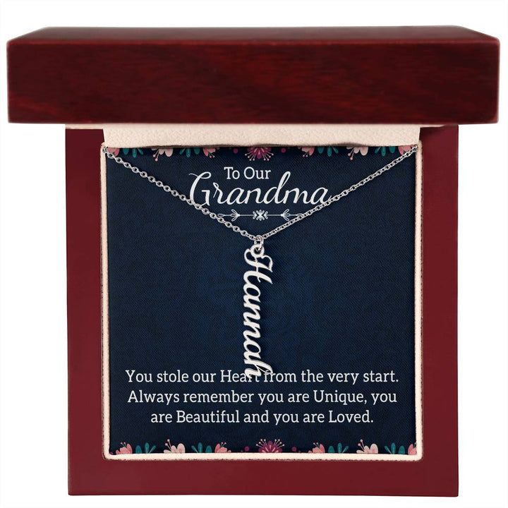 To Our Grandma | You stole our Heart from the very start - Multi Vertical Name Necklace